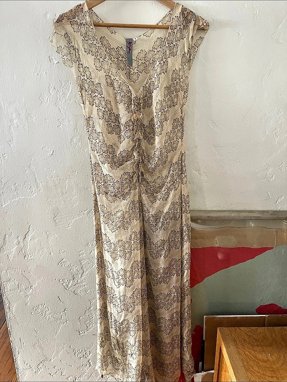 Johnny Was Biya Floral Maxi Dress in Cream & Purple Size Small